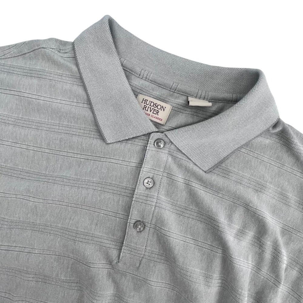 Hudson River Men's Polo Shirt XXL 2X Gray Striped Heritage Classics‎ Neutral